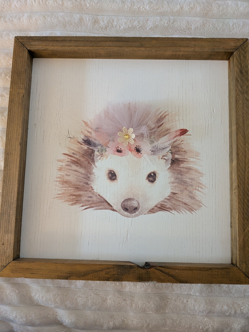 Whimsical Pink Floral Hedgehog Art Print
